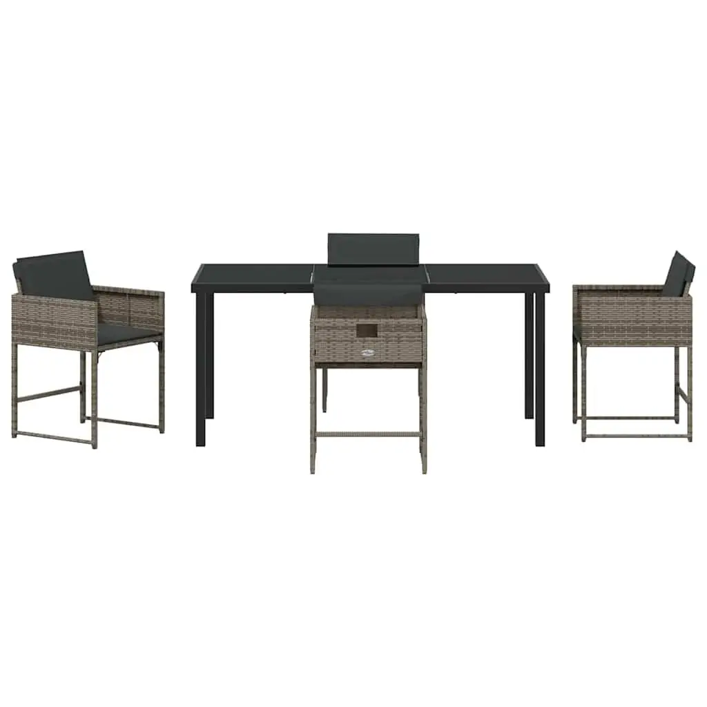 Garden Dining Set 5 Piece Outdoor Furniture Grey Poly Rattan Steel Frame
