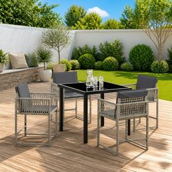 Garden Dining Set 5 Piece Outdoor Furniture Poly Rattan Light Grey Patio Table