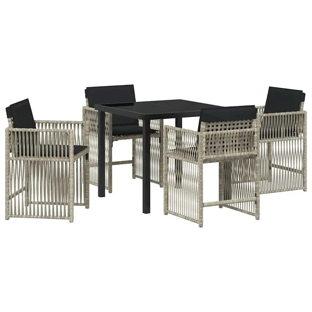 Garden Dining Set 5 Piece Light Grey Outdoor Furniture Patio Table Chairs