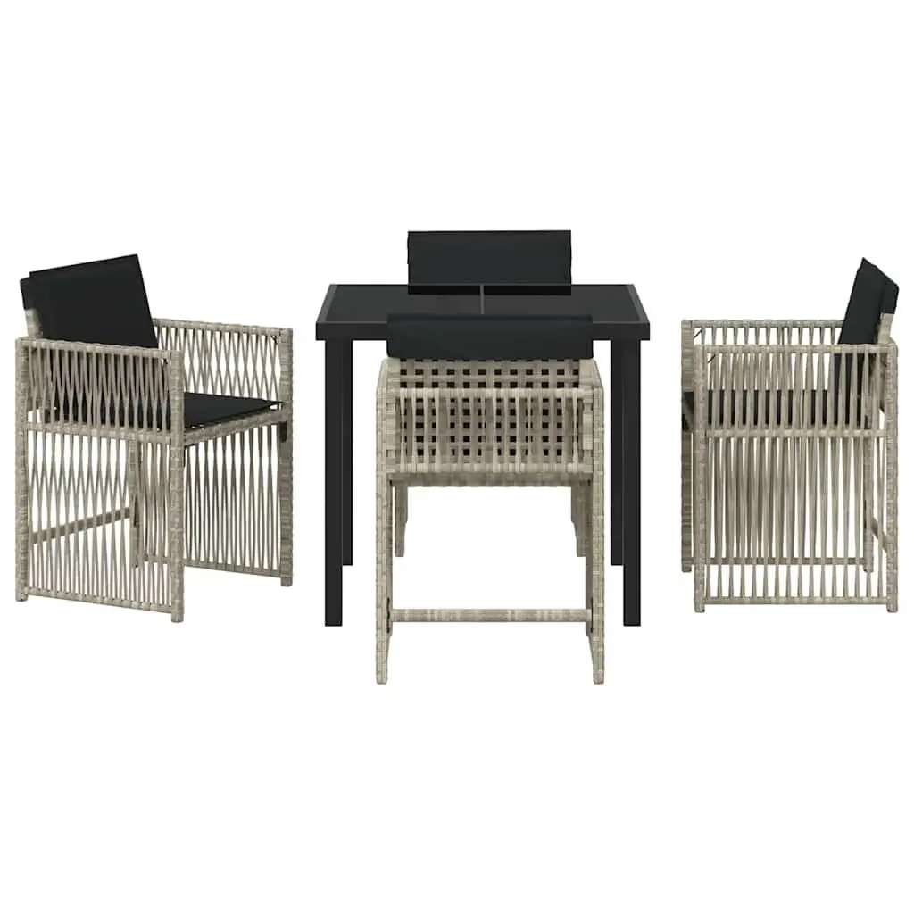 Garden Dining Set 5 Piece Light Grey Outdoor Furniture Patio Table Chairs