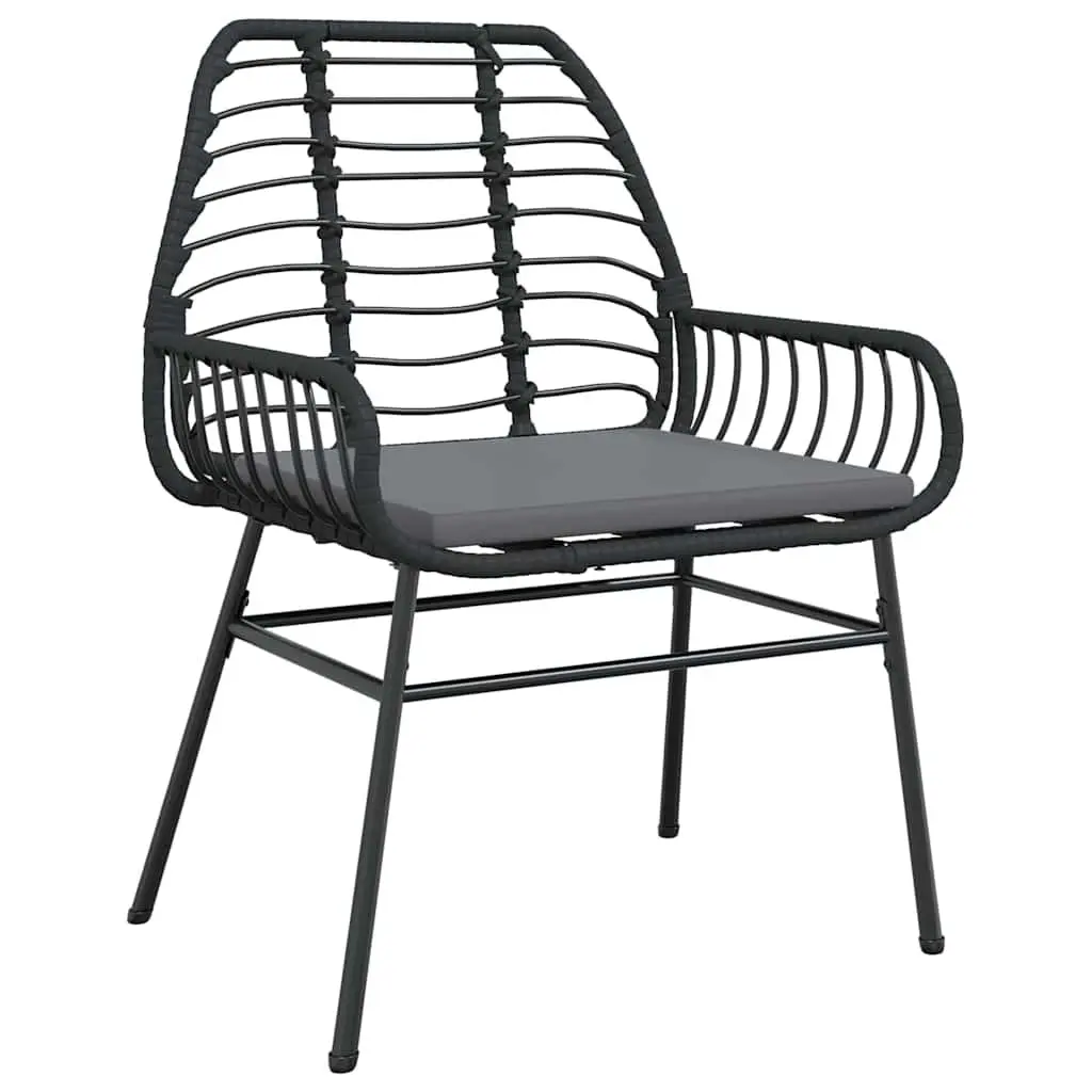 Outdoor Garden Dining Set 3 Piece Poly Rattan Black Patio Furniture Glass Table