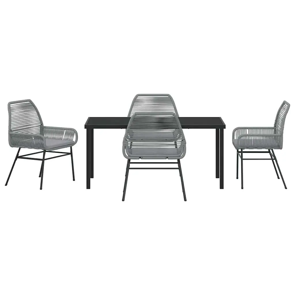 Garden Dining Set 5 Piece Grey Poly Rattan Outdoor Furniture with Cushions