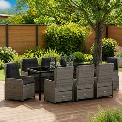 Garden Dining Set 9 Piece Grey Outdoor Furniture Patio Table Chairs