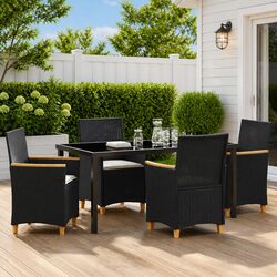 Garden Dining Set 5 Piece Outdoor Furniture Poly Rattan Steel Frame Glass Table