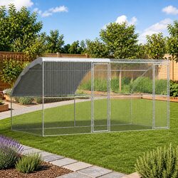 Chicken Cage 2 pcs Silver 400 x 200 x 200 cm Outdoor Pet Habitat Enclosure