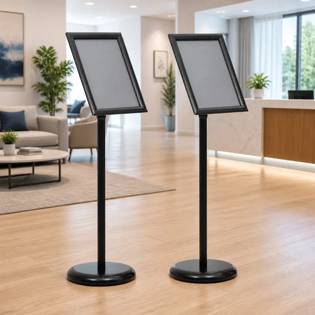 Poster Stand Height-Adjustable Rotatable 32.7 x 24 x 108 cm Black 2 pcs
