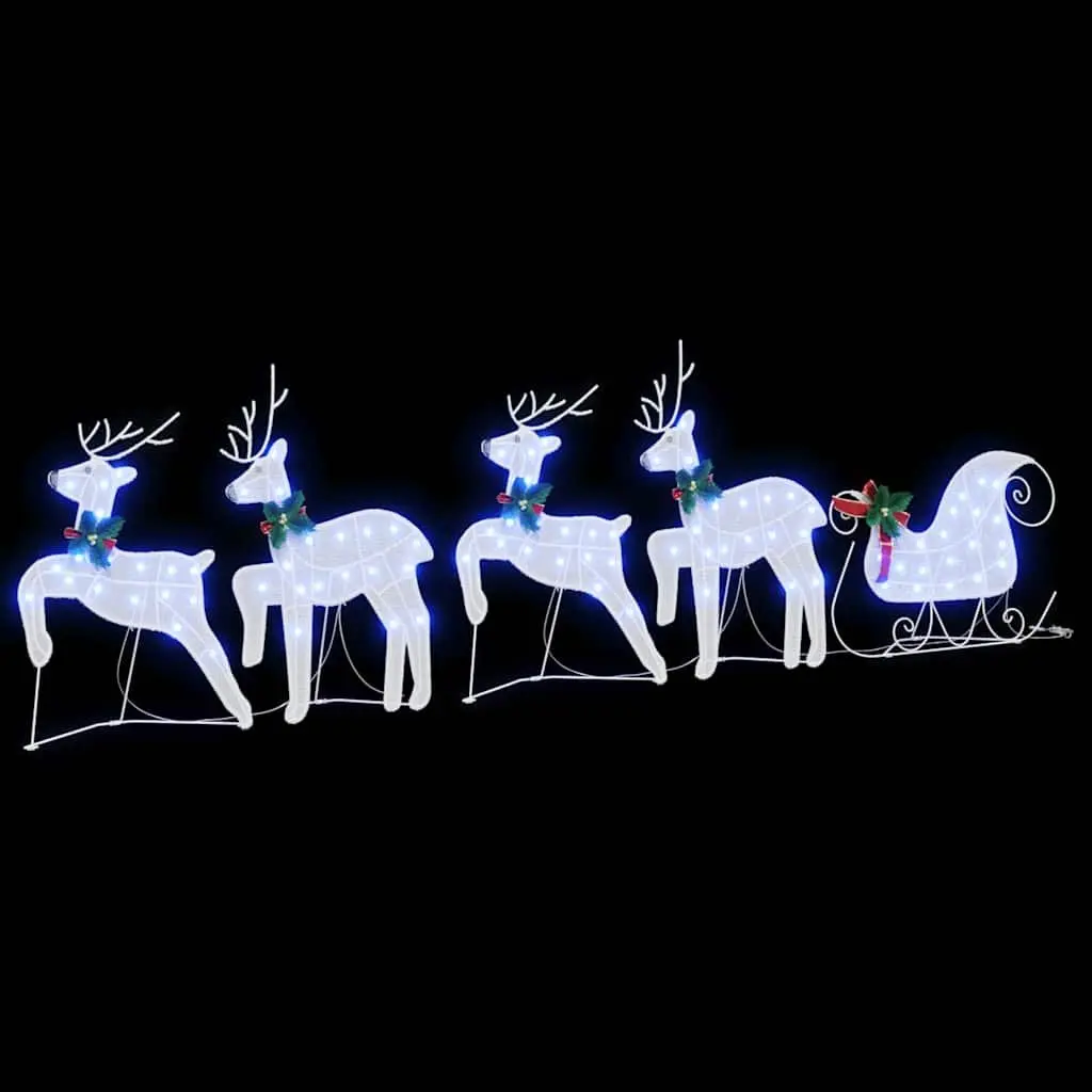 LED Reindeer Decorations 5 Piece White Fabric Art Deco Indoor