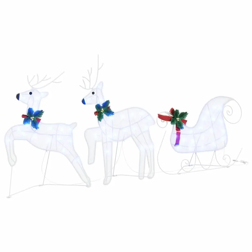 LED Reindeer Decorations 7 Piece White Fabric Art Deco Style Christmas Holiday