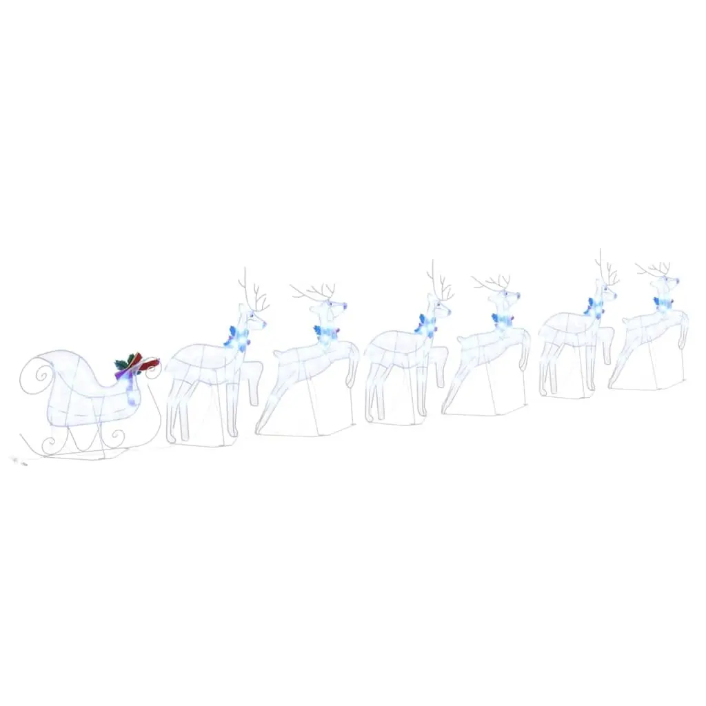 LED Reindeer Decorations 7 Piece White Fabric Art Deco Style Christmas Holiday