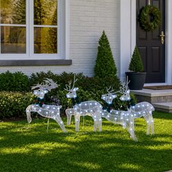 LED Reindeer Decorations 4 Pieces White Christmas Holiday Indoor Outdoor Lights