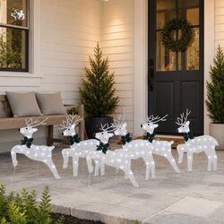 LED Reindeers 6 pcs Silver Christmas Holiday Home Garden Decoration Lights