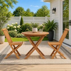Garden Dining Set 3 Pieces Brown Solid Acacia Wood Outdoor Furniture Table