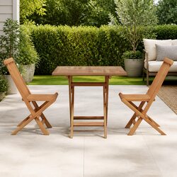 Garden Dining Set 3 Piece Outdoor Furniture Solid Wood Brown Table Chairs