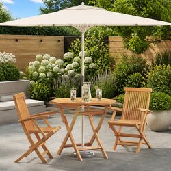 Garden Dining Set 3 Pieces Outdoor Furniture Brown Solid Acacia Wood Table