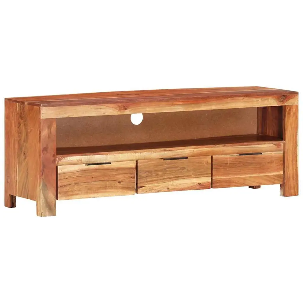 TV Cabinet Solid Wood Acacia 110x30x40 cm Brown Media Storage Unit
