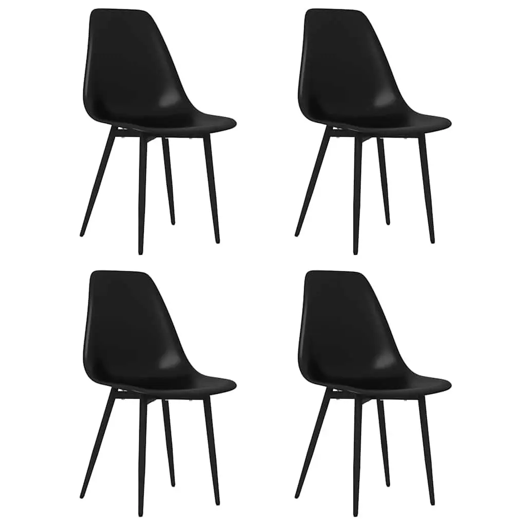 Dining Chairs Ergonomic Curved Backrest Black Polypropylene Seat Metal Legs Set of 4