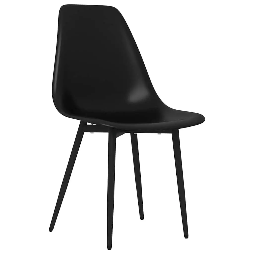 Dining Chairs Ergonomic Curved Backrest Black Polypropylene Seat Metal Legs Set of 4