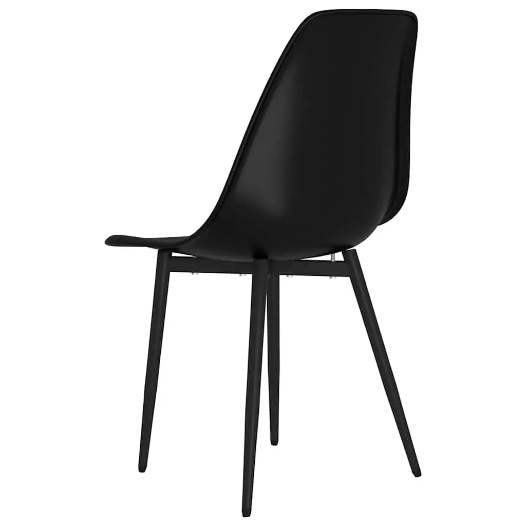 Dining Chairs Ergonomic Curved Backrest Black Polypropylene Seat Metal Legs Set of 4