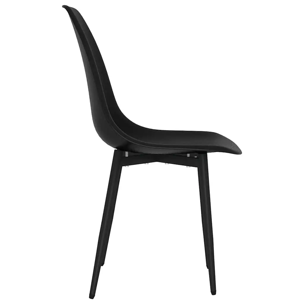 Dining Chairs Ergonomic Curved Backrest Black Polypropylene Seat Metal Legs Set of 4