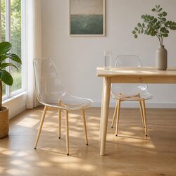 Dining Chairs 2 pcs Transparent Seat Kitchen Room Furniture Ergonomic Backrest