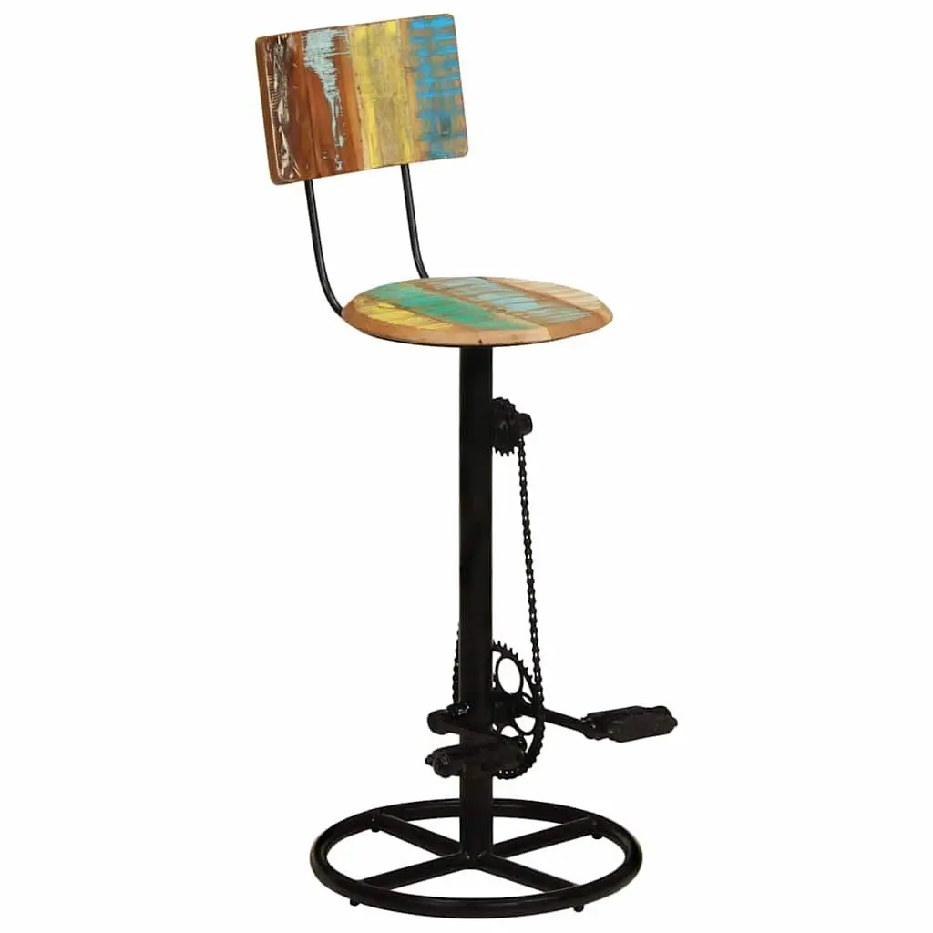 Bar Stools Solid Reclaimed Wood Iron Frame Backrest 2 Piece Multicolour