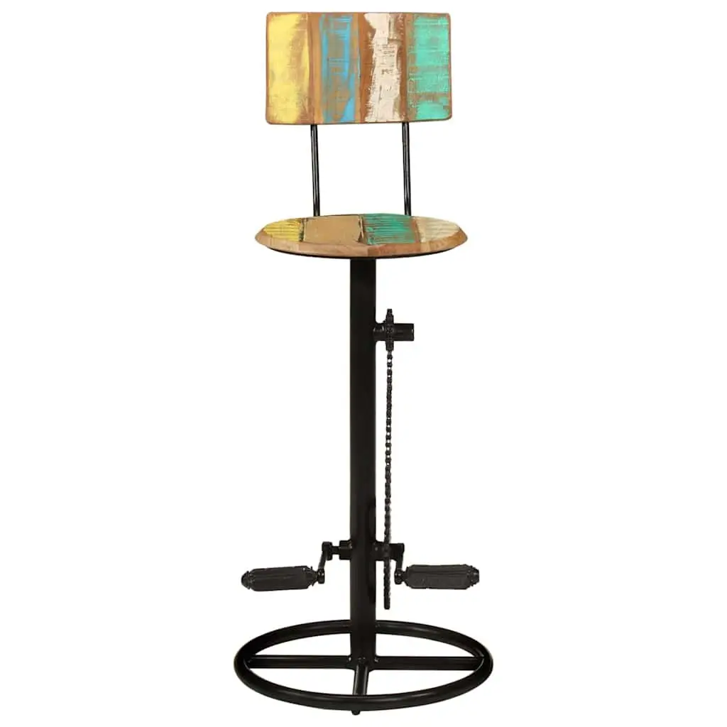 Bar Stools Solid Reclaimed Wood Iron Frame Backrest 2 Piece Multicolour
