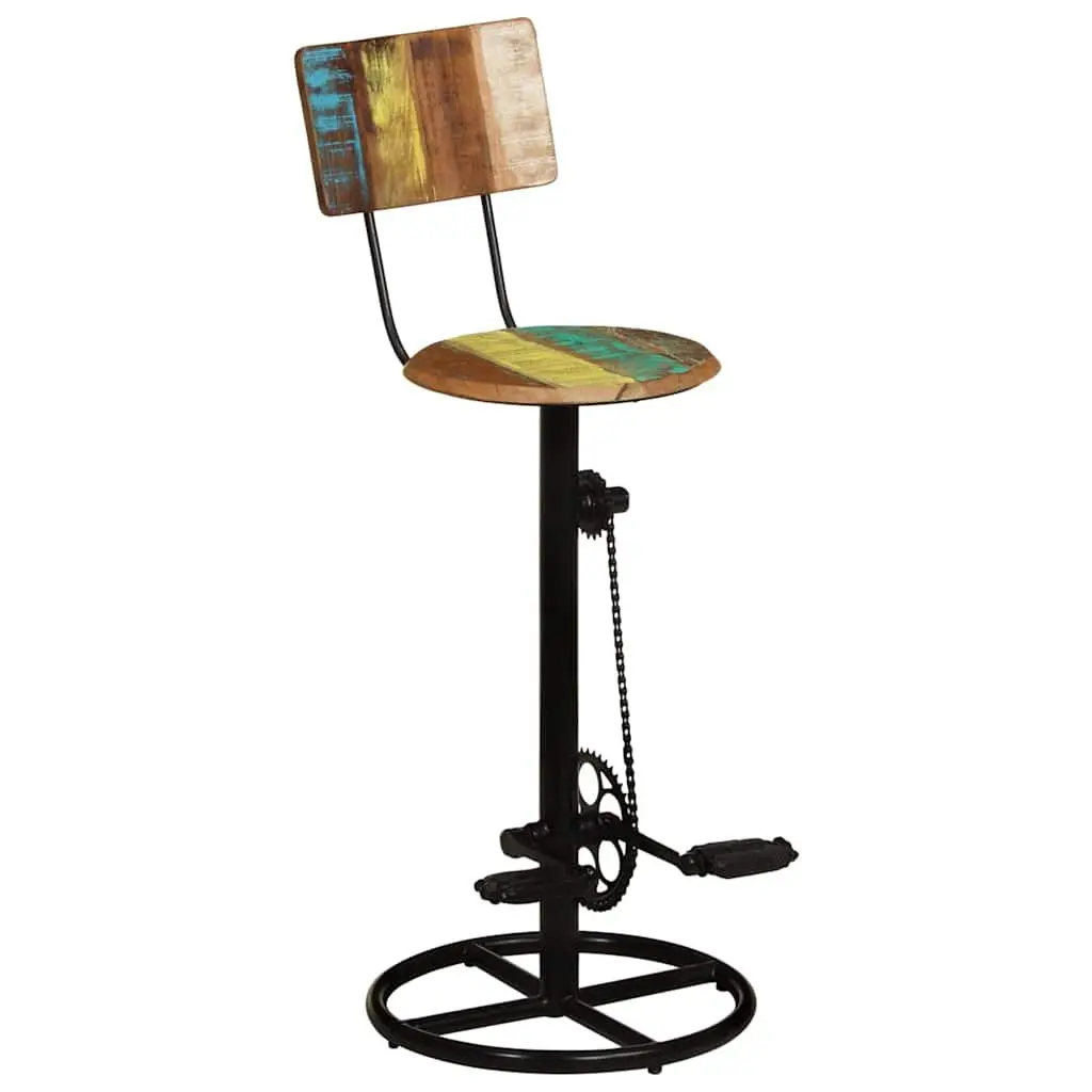 Bar Stools Solid Reclaimed Wood Iron Frame Backrest 2 Piece Multicolour