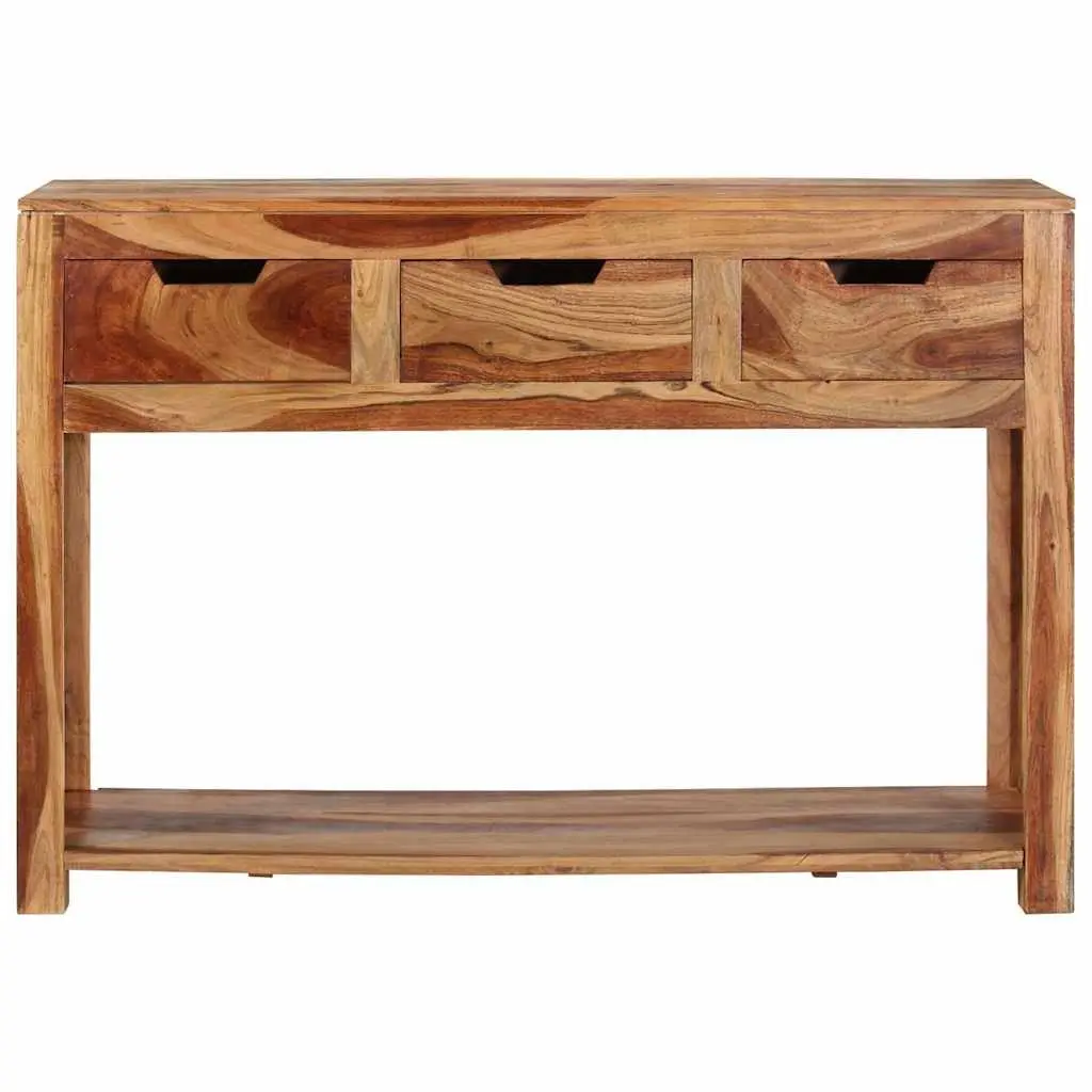 Wooden Console Table Solid Acacia 110x35x75 cm Brown 3 Drawer Side Hallway End Table