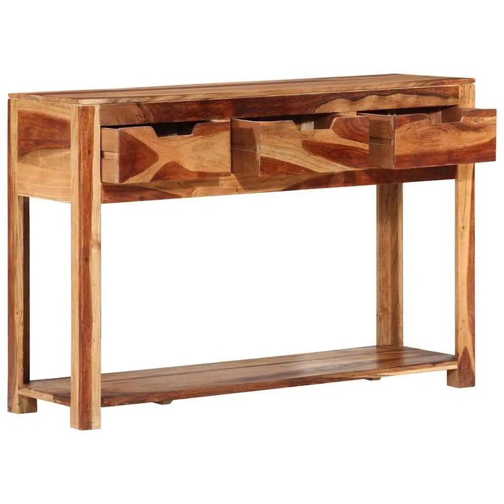 Wooden Console Table Solid Acacia 110x35x75 cm Brown 3 Drawer Side Hallway End Table