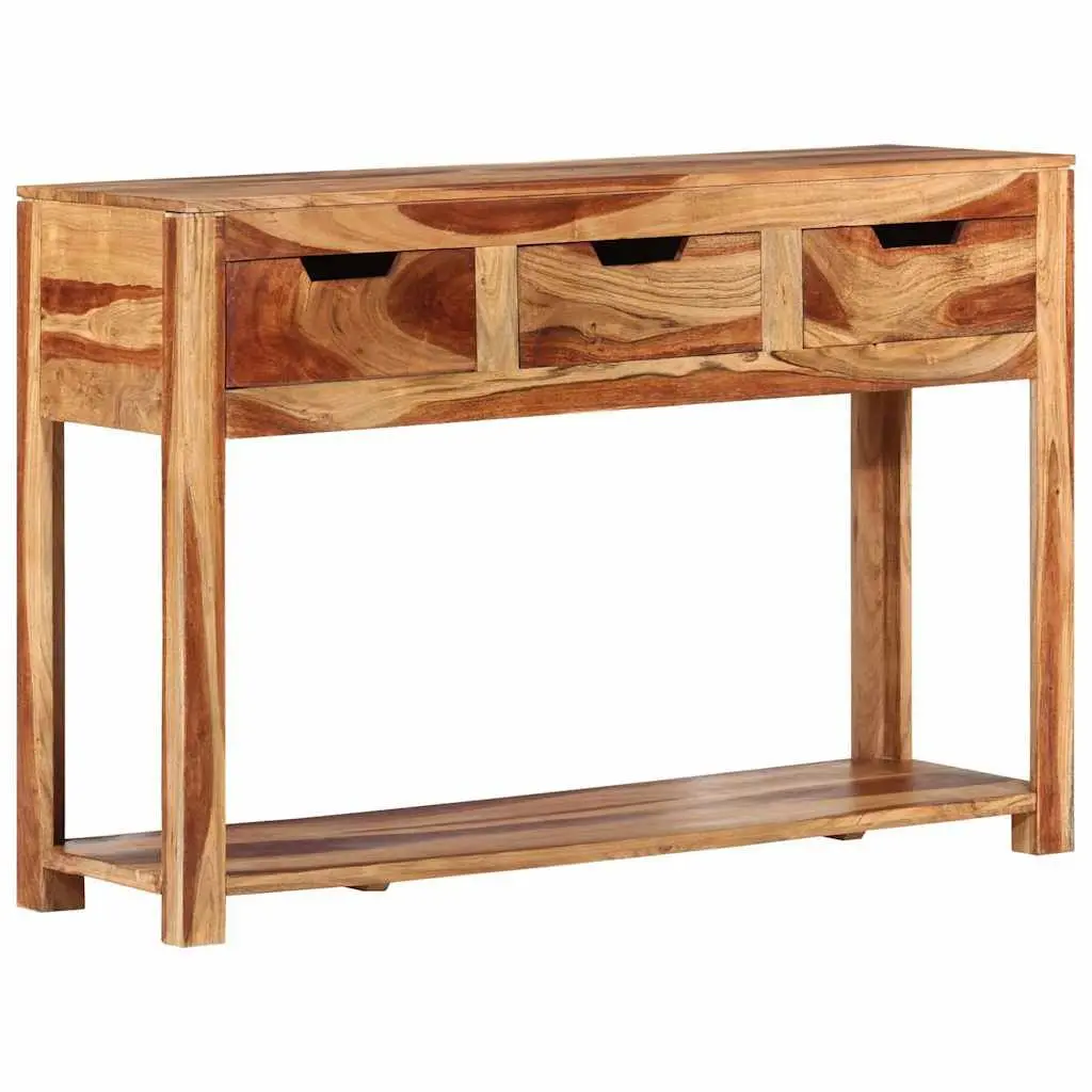 Wooden Console Table Solid Acacia 110x35x75 cm Brown 3 Drawer Side Hallway End Table