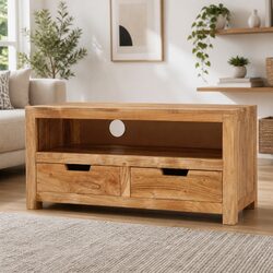 TV Cabinet 88x35x40 cm Solid Wood Acacia Brown Living Room Storage Unit