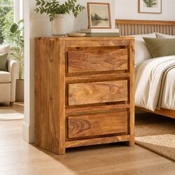 Drawer Cabinet 60x33x75 cm Solid Wood Acacia Storage Chest 3 Drawers Brown