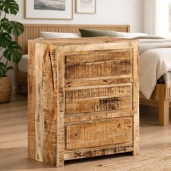 Drawer Cabinet 60x33x75 cm Solid Wood Mango Brown Storage Chest 3 Drawers