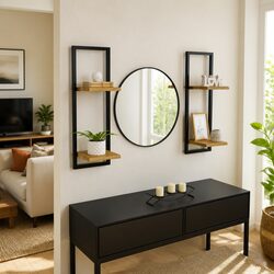 Wall Shelves 2 Pieces Floating Wooden Storage Display Shelving Brown Acacia