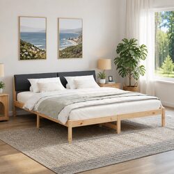 Bed Frame 180 x 200 cm Platform Bedroom Furniture Modern Brown Dark Grey