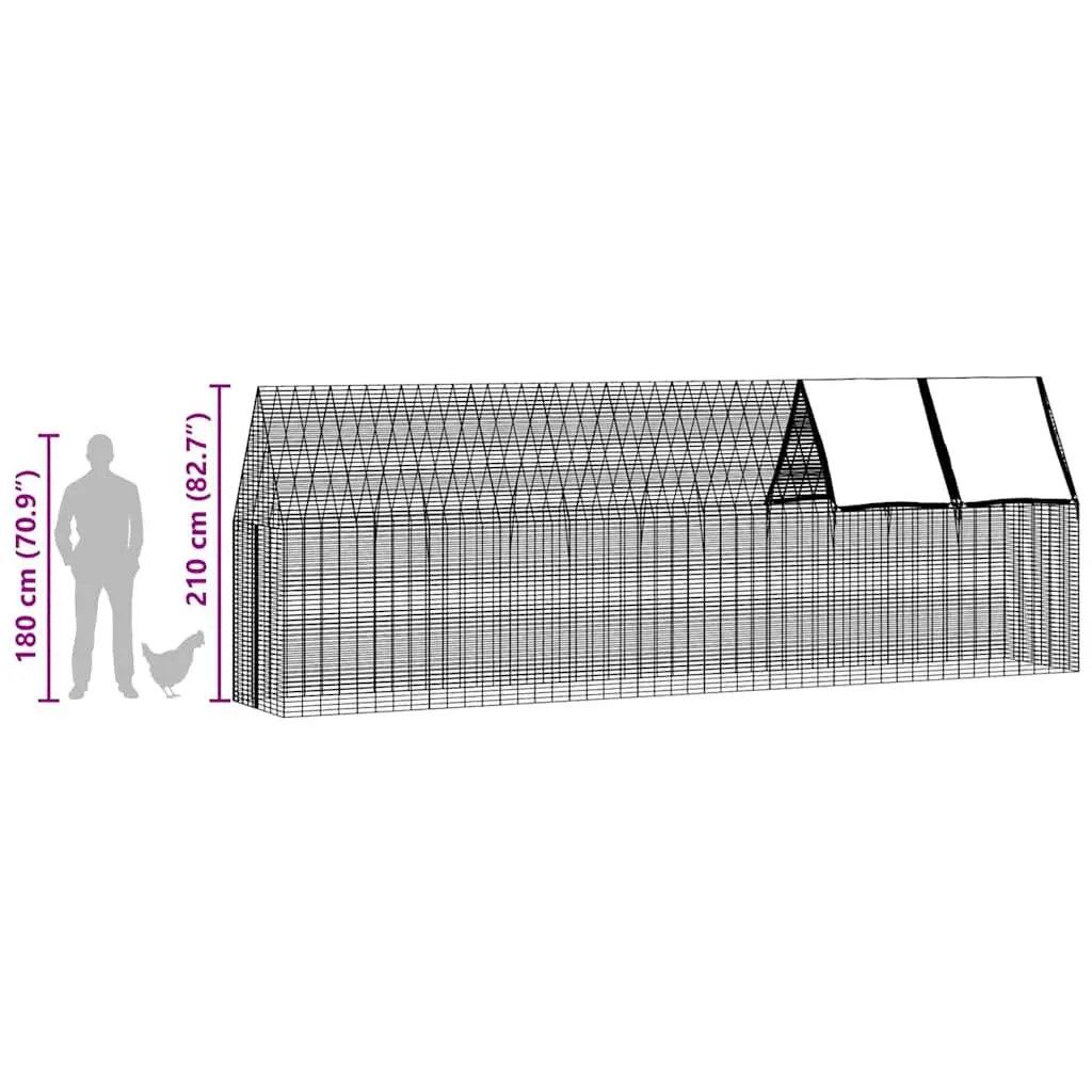 Small Animal Outdoor Cage Habitat Galvanised Steel 2 pcs Silver