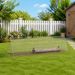 Chicken Cage 215 x 55 x 55 cm Galvanised Steel Outdoor Garden Aviary Enclosure