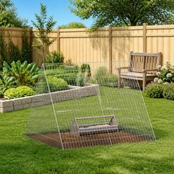 Chicken Cage Galvanised Steel 110x100x85cm Silver Outdoor Poultry Coop Garden
