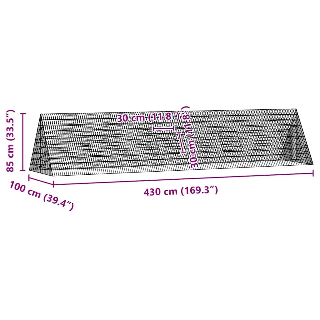 Chicken Cage Galvanised Steel Outdoor Poultry Housing 430 x 100 x 85 cm Silver