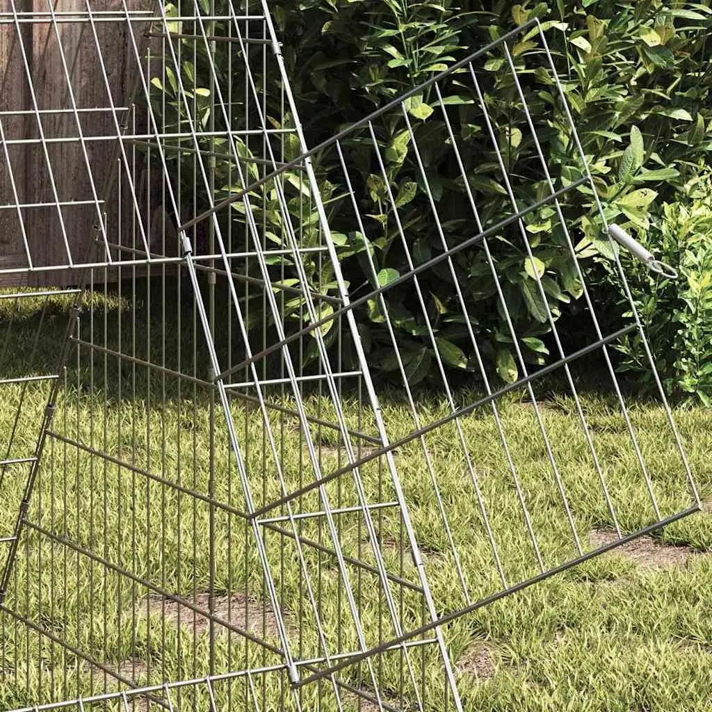 Chicken Cage Galvanized Steel Outdoor Poultry Run 650 x 100 x 85 cm Silver