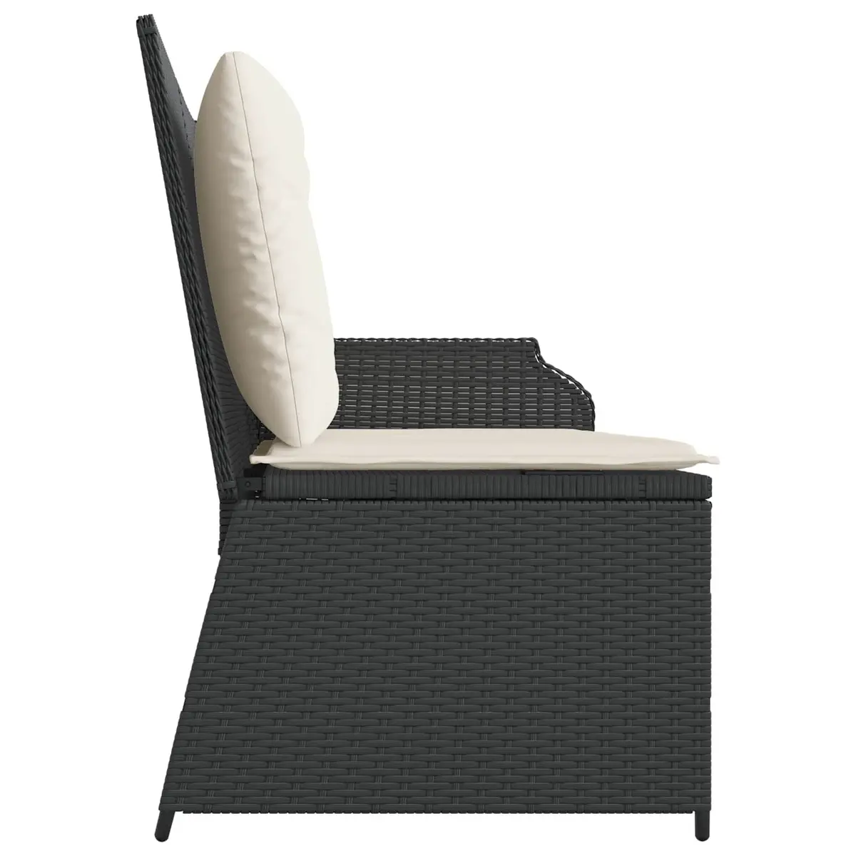 Garden Bench Reclining Outdoor Furniture Poly Rattan Black