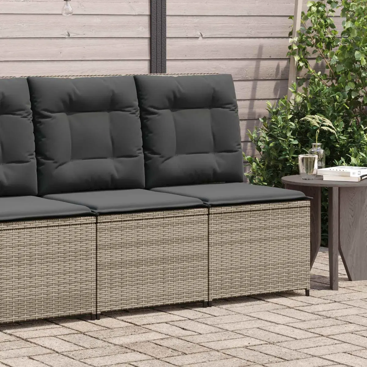 Garden Sofa Reclining Grey Poly Rattan Outdoor Lounge Patio Furniture