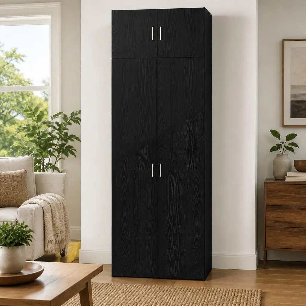 Storage Cabinet 3 Piece Set Black Modern Furniture Buffet Sideboard