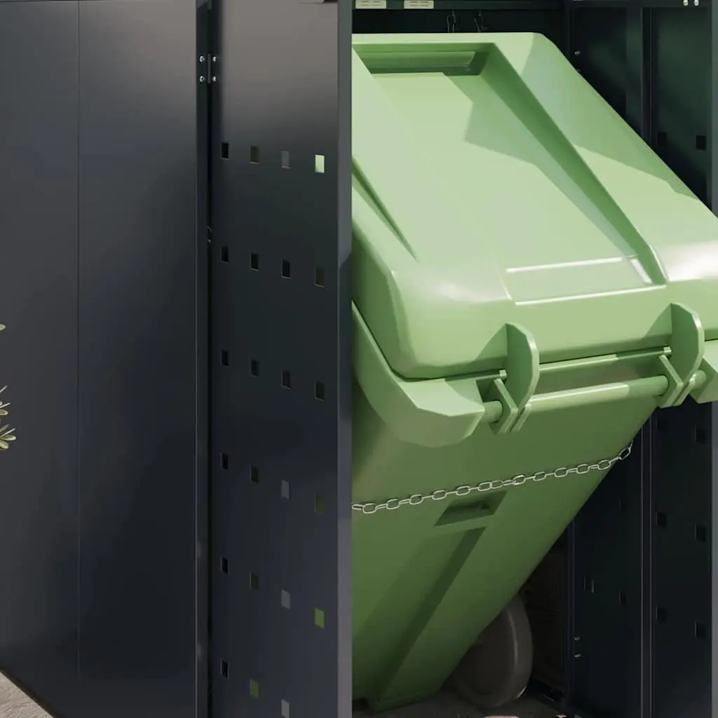 Wheelie Bin Storage Enclosure Powder-coated Steel 2 Bins Anthracite Garden Outdoor Waste Container
