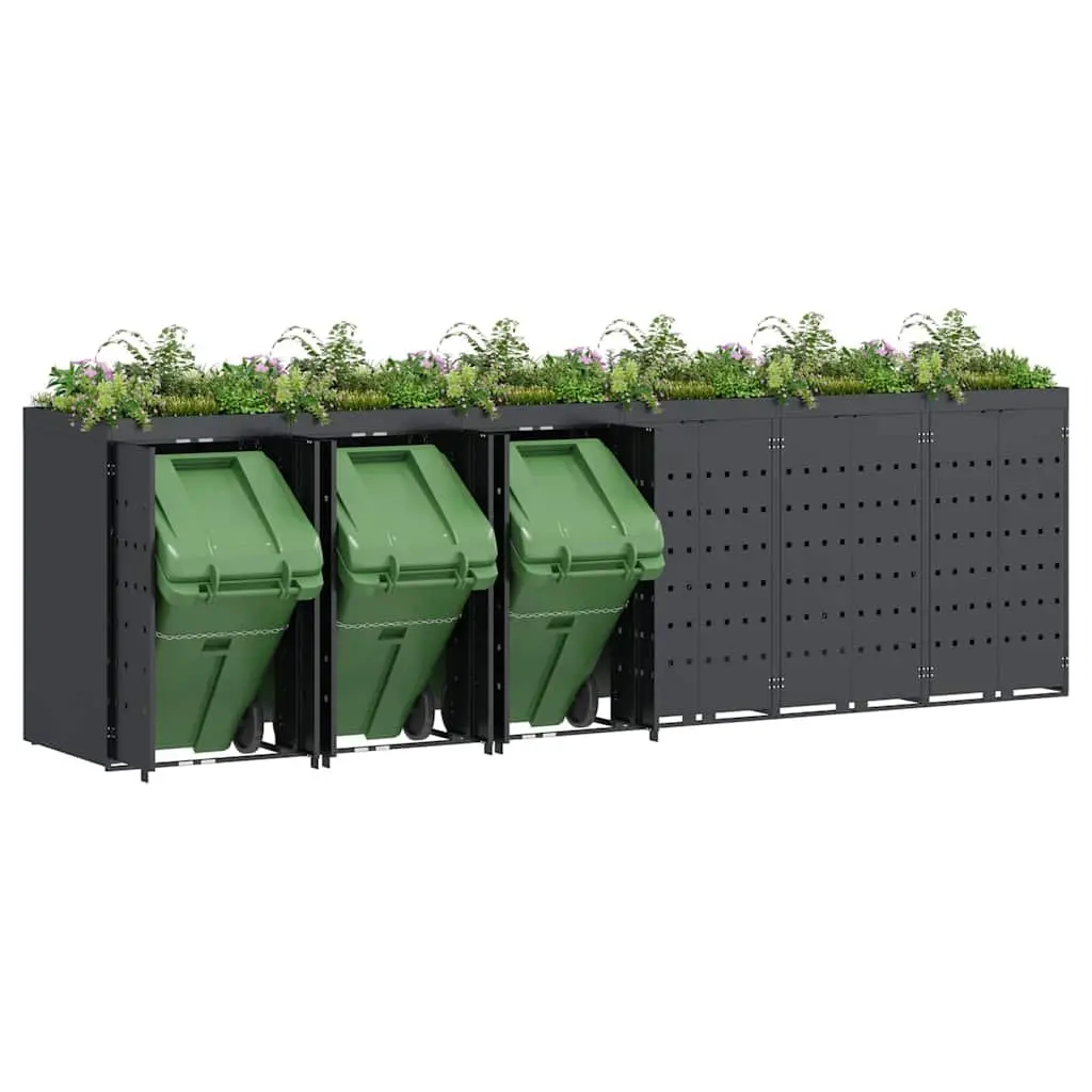 Wheelie Bin Storage for 6 Bins Anthracite Garden Outdoor Waste Container