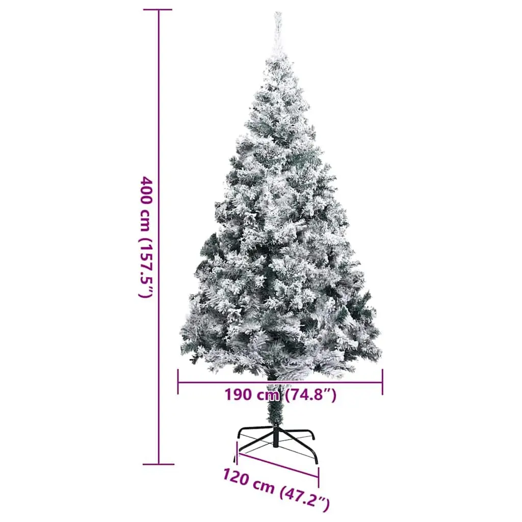Artificial Pre-lit Christmas Tree 400cm Green Cone Shape with Warm White LED Lights for Indoor Outdoor Use