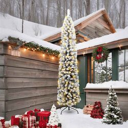 Artificial Christmas Tree 240cm Green 300 LED Lights Stand Cone Modern Holiday