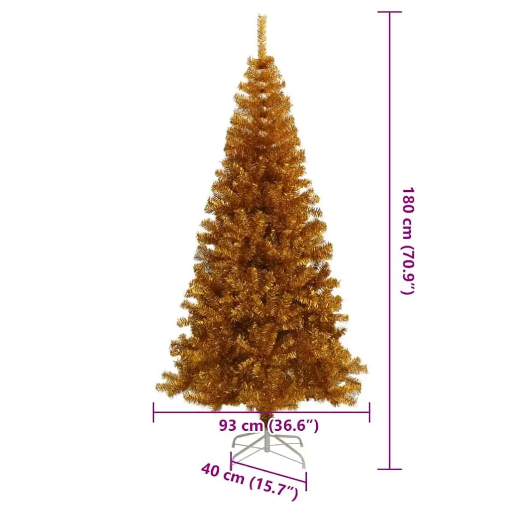 Artificial Christmas Tree 180cm 300 LEDs Cone Shape Gold PET Indoor Outdoor