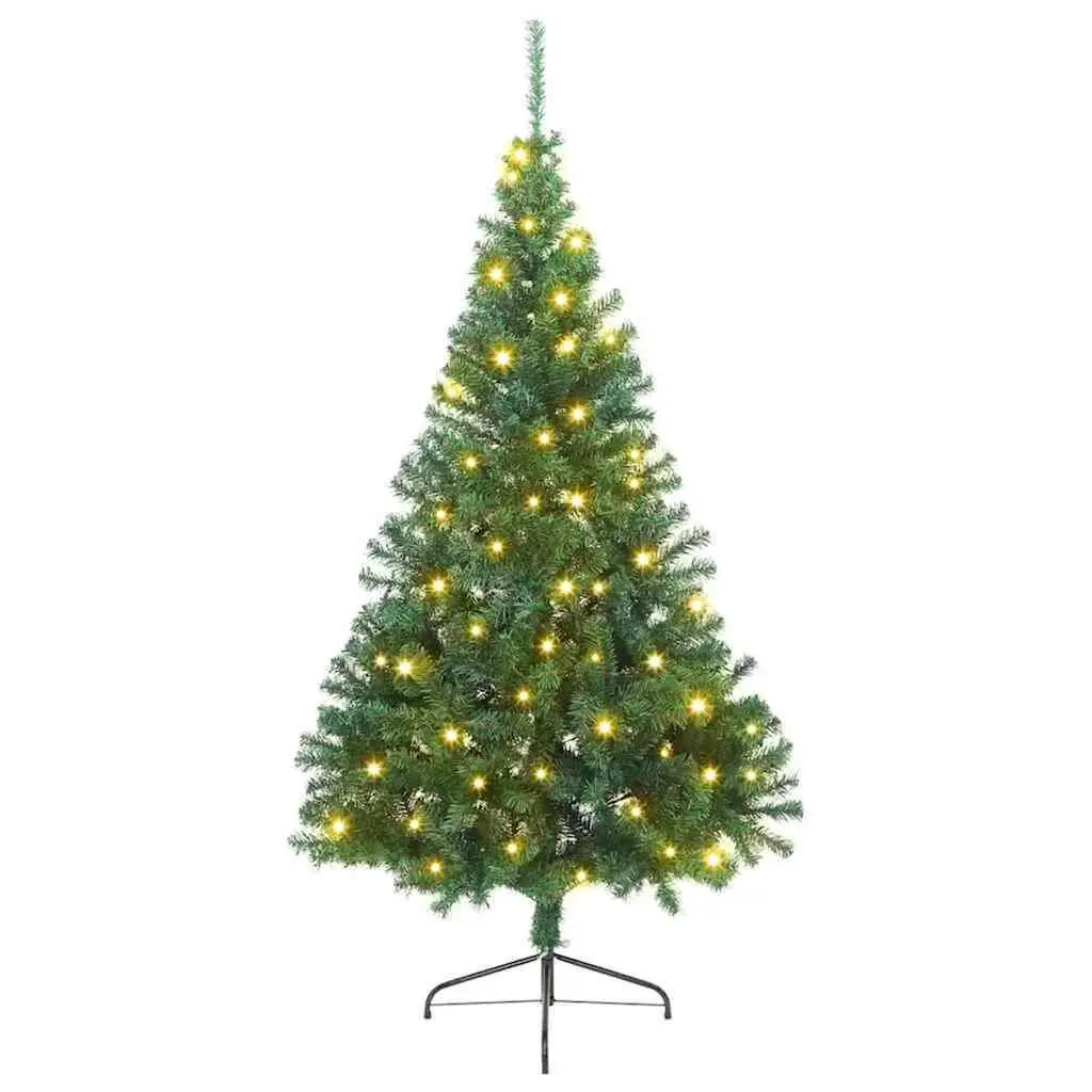 Artificial Christmas Tree Pre-lit LED Warm White 180 cm Green Cone