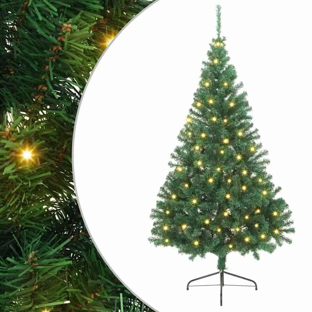 Artificial Pre-lit Christmas Tree 240cm Green LED Cone Shape Indoor Outdoor